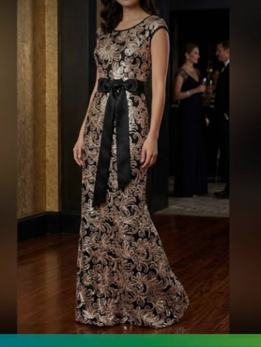 Betsy & Adam Black & Gold Dress